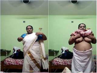 Today Exclusive- Desi Mallu Aunty Record her Cloths Changing Video For Hubby